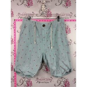 Urban man shorts Aqua Drawstring Shorts with Pink Flamingo Print